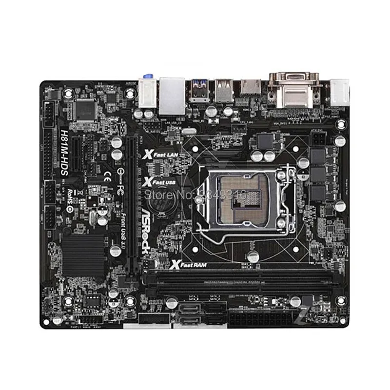 Б/у слот LGA1150 H81 материнская плата для ASRock H81M-HDS системная плата USB3.0 SATA3 DDR3