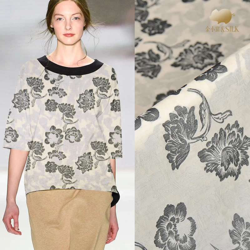 

145cm Jacquard silk fabric dress lining diy jacquard linen fabric chinese silk jacquard fabric material wholesale silk cloth