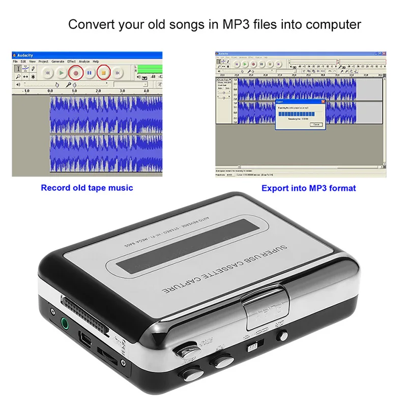 Клейкие ленты к ПК Супер USB Cassette-to-MP3 аудио Захват музыкальный плеер конвертер cd-дисков