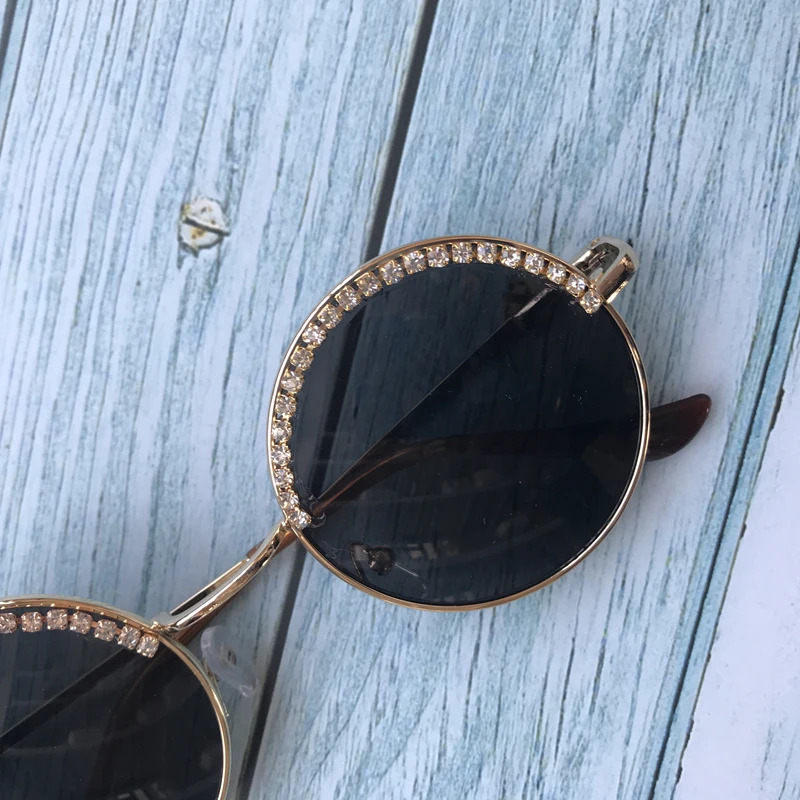 ZAOLIHU металлические классические круглые мужские солнцезащитные очки, винтажные зеркальные линзы UV400, женские очки с бриллиантами, дешевые дизайнерские очки Gafas de sol