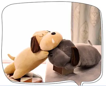 

middle size plush lying dog toy soft cartoon gray or yellow dog doll pillow gift about 60cm
