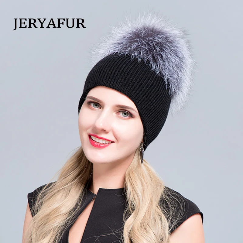 Лидер продаж модная Русская Шапка JERYAFUR из шерсти лисы вязаная двухслойная шапка