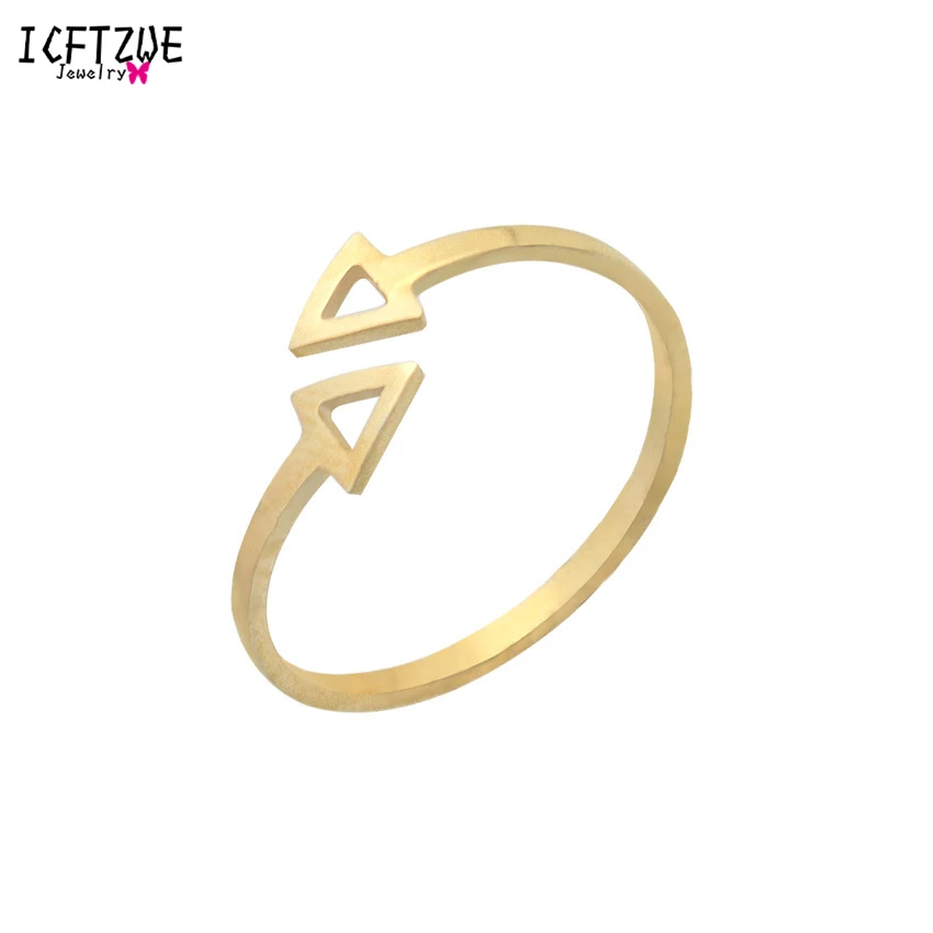 

ICFTZWE Gold Silver Colour Anarchy Rings Double Triangle Arrow Ring For Women Bague Femme Reglable Fashion Jewelry