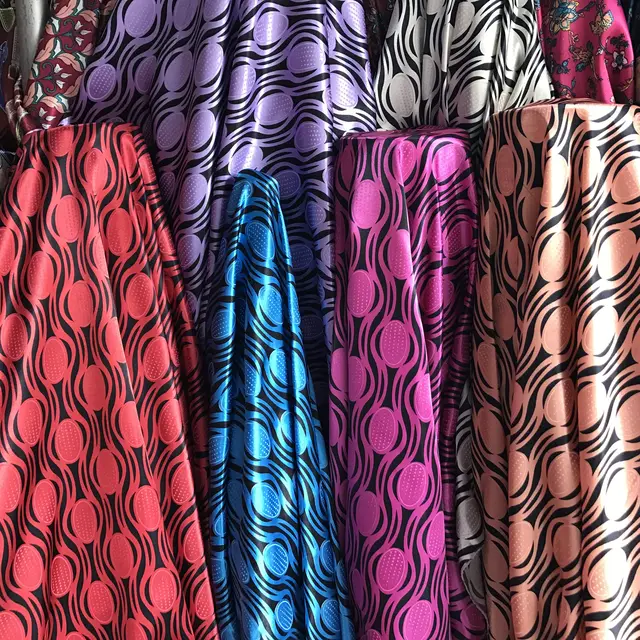 Polyester Printed Satin Fabric Cloth Large Dot Dress Clothing Lining
