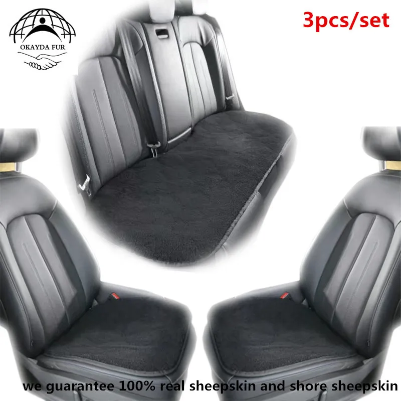 

New Australian Sheepskin car seat covers 3pc/set frizzled wool warm Interior Accessories car style Seat Protector universal size