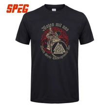 Causual T Shirts Men Wotan Mit Uns Viking North Style Male Tshirt Short Sleeve Tee O Neck Team Clothes Vintage Printed XXXL Male