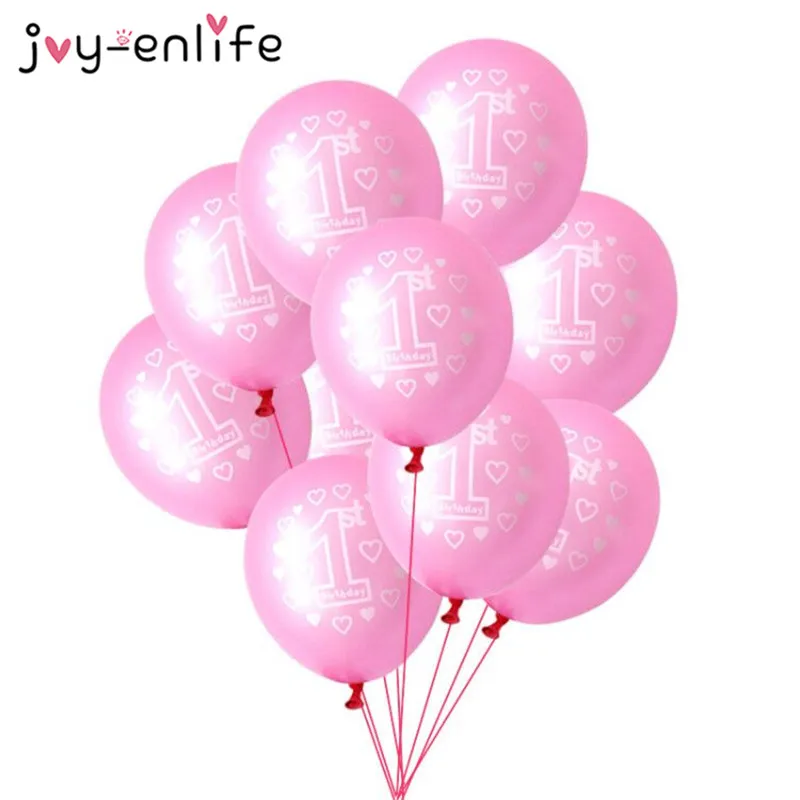 10 шт. розовые 1-е шарики ко дню рождения 1 год первый день рождения украшения латексные шары воздушные шары для детского душа девушка пользу