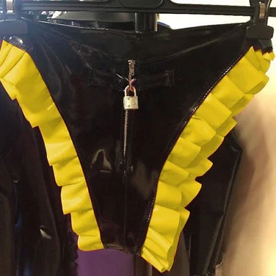 

Latex Rubber Gummi Sexy shorts With Lace For Woman Size XXS-XXL