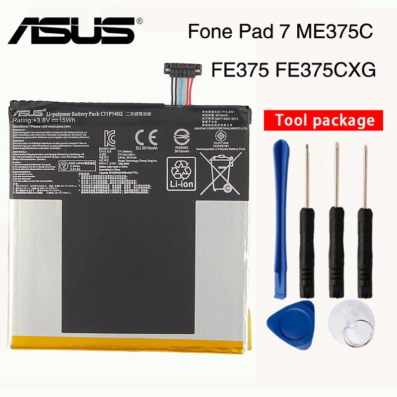 

Original ASUS High Capacity C11P1402 Battery For ASUS Fone Pad 7 ME375C FE375 FE375CXG K019 3910mAh