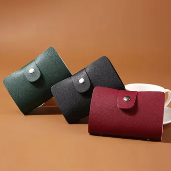 

Men Women Leather Credit Card Holder Unisex Solid Color Hasp Short Wallet Male Office Portable Business Card 12 Bit Clutch