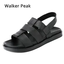 Мужские сандалии из натуральной кожи Летняя мужская обувь пляжные дышащие сандалии-гладиаторы с пряжкой для мужчин zapatillas hombre Walkerpeak
