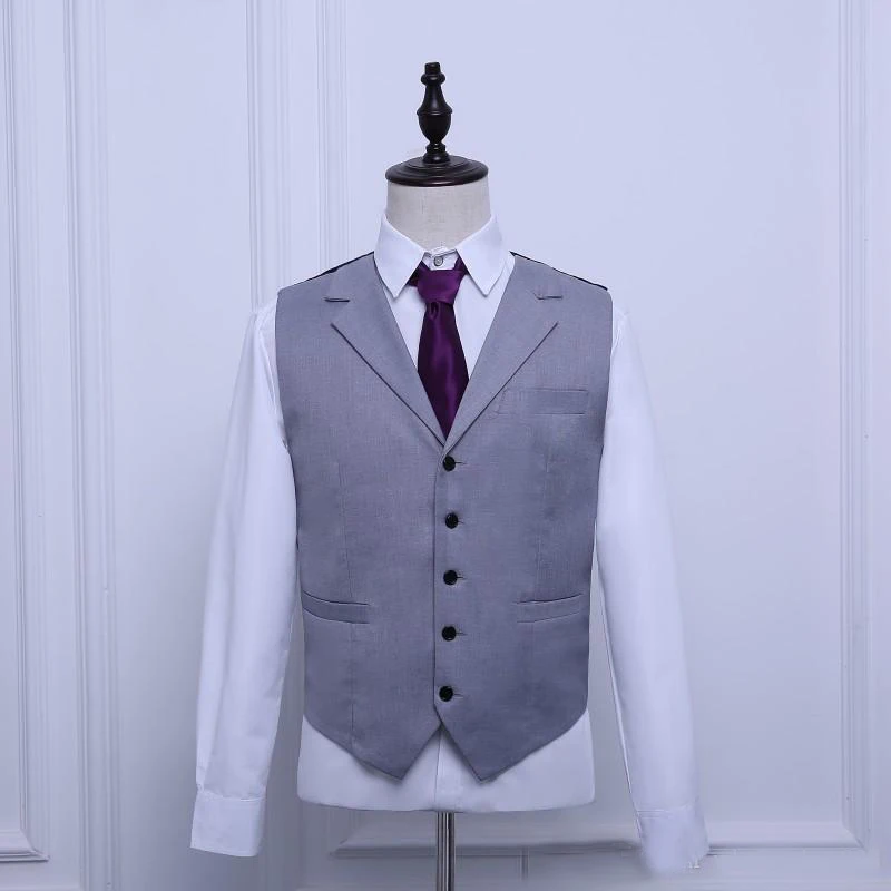 2018 Groom Tuxedos Light Grey Groomsmen Custom Made Side Vent Best Man Suit Wedding/Men Suits Bridegroom (Jacket+Pants+Tie+Vest)