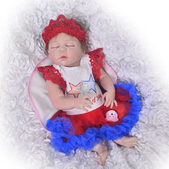 

23"57cm Full silicone Reborn Baby Girl Doll Bebe Realistic modeling bathe lifelike Toy collectible Doll Children's Day Gifts