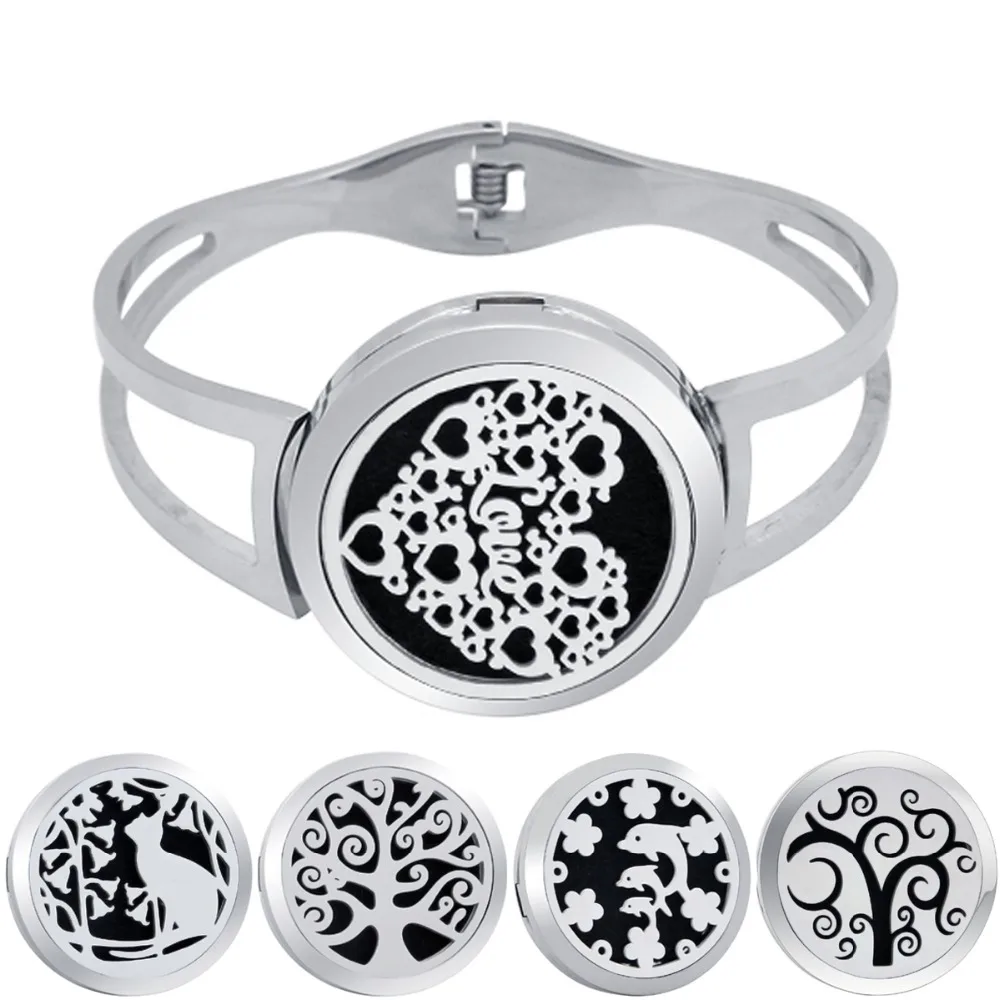 

30mm Silver Love Hearts Bracelet Aromatherapy / Essential Oils Aromatherapy Locket Bangle in 316L Stainless Steel