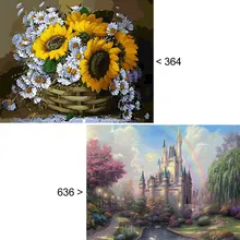 Радуга замок/корзина подсолнухи без рамы ручная роспись по номерам картина маслом