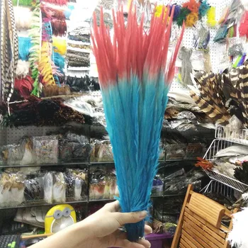 

New! 500pcs beautiful Sky blue and Red Pheasant Feathers 35-40cm/14-16inch for Wedding Centerpieces Carnival Ornament DIY Gifts