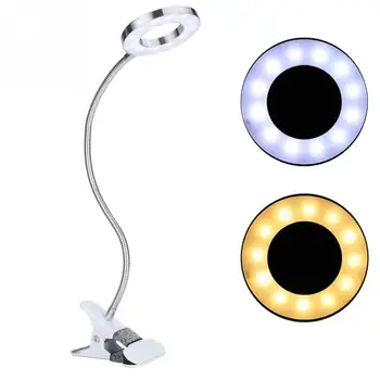 

USB Circle Makeup Tattoo LED Desk Lamp Eyebrow Lip Tattoo Salon Reading Lamp Nail Art Tattoo Makeup 2 Color Led Lights with Clip