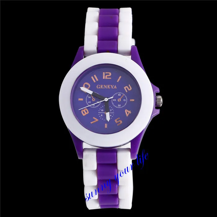 HOT SALE New Arrivals Fashion two colors silicone Band Three eyes face geneva watches Quartz Analog women's Watches | Наручные часы