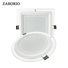 Светодиодный панельный светильник, Круглый квадратный стеклянный потолочный встраиваемый панельный светильник, 6 Вт/12 Вт/18 Вт, Светодиодный точечный светильник, AC85-265V, украшение дома