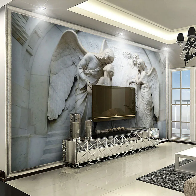 Custom Mural Wallpaper European-Style Small Angel Cupid Tv - View #7