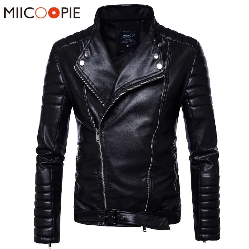 Spring Autumn Leather font b Jackets b font Men Solid Color Zipper Biker Motorcycle Leather Clothing