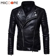 Spring Autumn Leather font b Jackets b font Men Solid Color Zipper Biker Motorcycle Leather Clothing