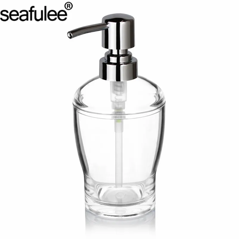 Acrylic Liquid Lotion Soap Dispenser Pump Bottle Transparent/Chrome