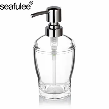 

Acrylic Liquid Lotion Soap Dispenser Pump Bottle Transparent/Chrome Kitchen Dishwashing Bathroom Countertops 10 OZ (Clear)