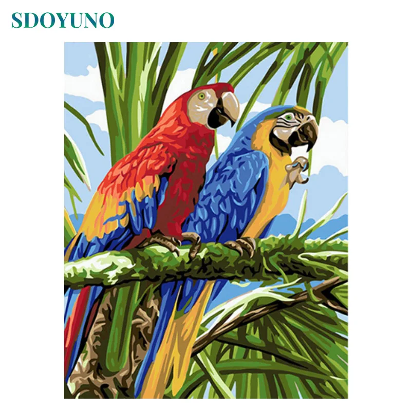 SDOYUNO 60X75 см рамка цветная Летающая картина с попугаем по номерам DIY краски по номерам для взрослых Настенный декор холст краски ing - Цвет: 264