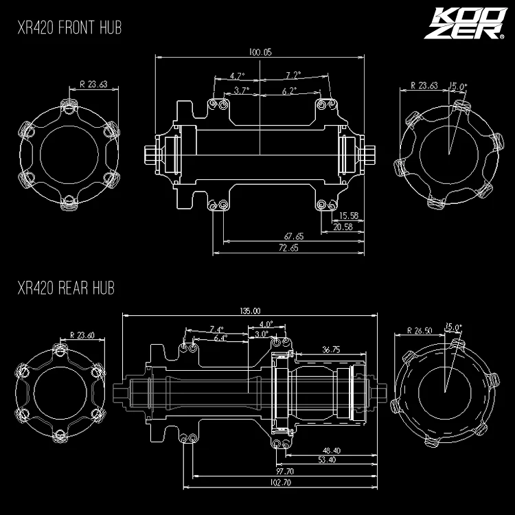 KOOZER XR420 передняя, Задняя Ступица, 24 Отверстия, велосипедные ступицы, быстросъемные 4 подшипники, 6 пауков, 72 клика, прямые тяги, горный велосипед MTB