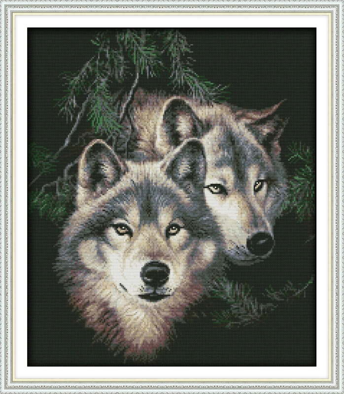 

Two wolves (2) counted printed on fabric DMC 14CT 11CT Cross Stitch kitsembroidery needlework Sets Home Decor