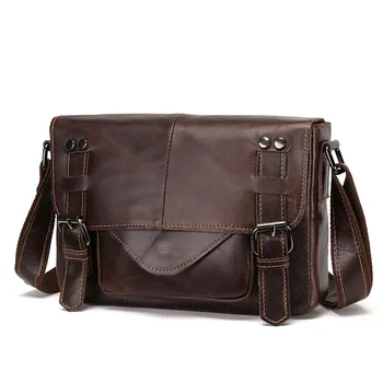 

Vintage Natural Cowhide Genuine Leather Crossbody Bag For Men Shoulder Bags Business Men's Briefcase Handbags Messenger Bag