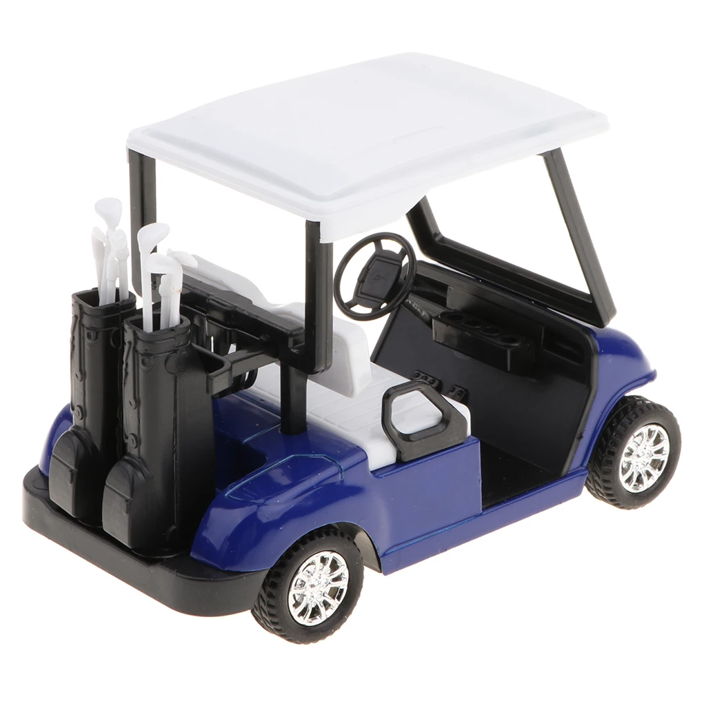 1:20 Scale Mini Alloy Pull Back Golf Cart with Clubs Diecast Model Toy Collectibles Birthday Gift –Blue