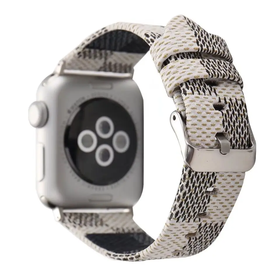 

Luxury Famous Bracelet grid leather Wrist Strap Band For i Watch SERIE S 3/2/1