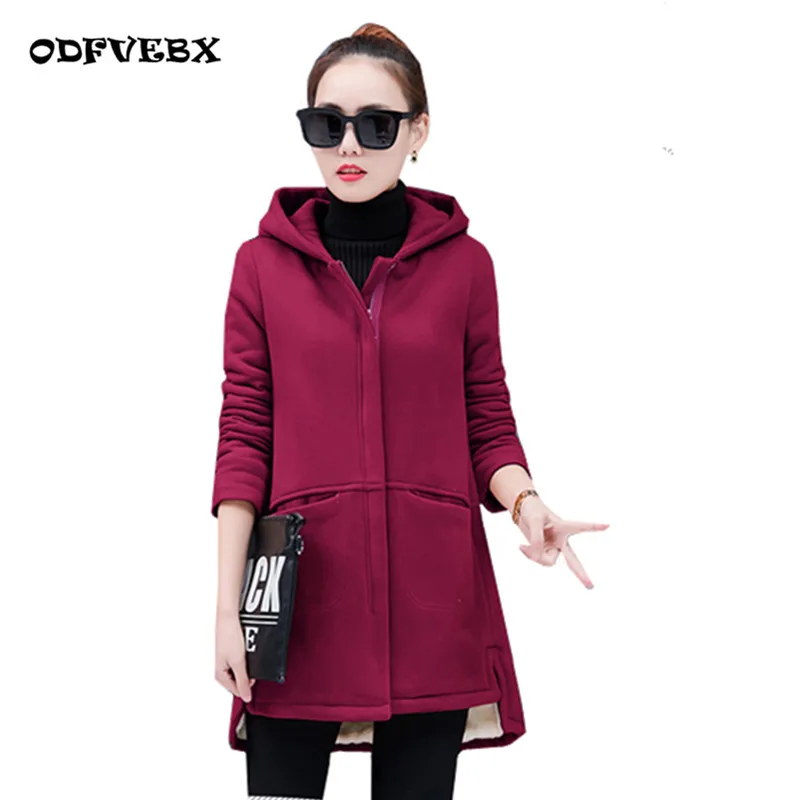 Plus velvet female hooded jacket 2019 autumn winter Women