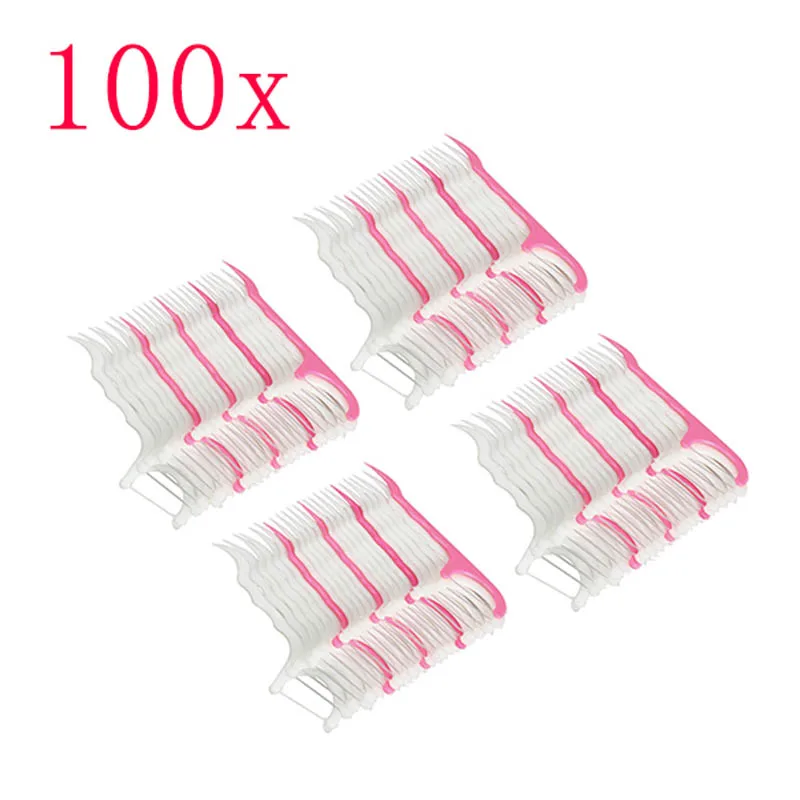 

100pcs Dental Floss Interdental Brush Teeth Stick Toothpicks Floss Pick Plastic Tooth Picks 998