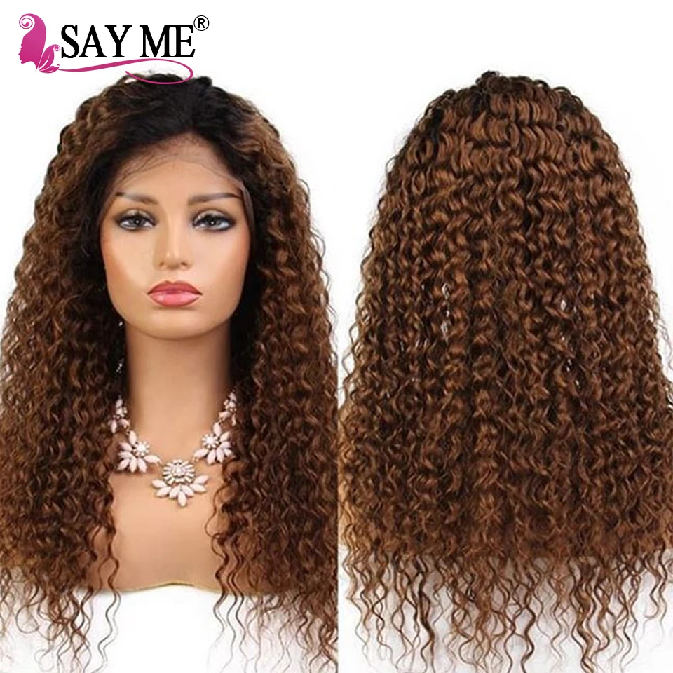 Ombre Lace Front Wig Kinky Curly Wig Pre Plucked Brazilian Lace Front