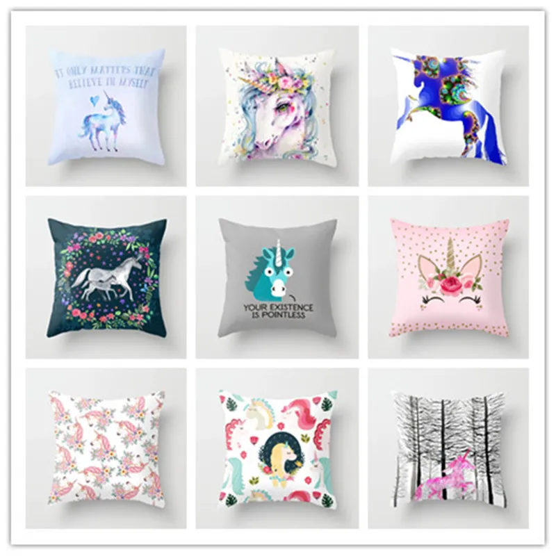 

Cushion Covers Unicorn Sofa Decorative Cartoon Seat Cushion Chair Home Decor Pillow Case Pillowcase Thanksgiving Pillow Cover