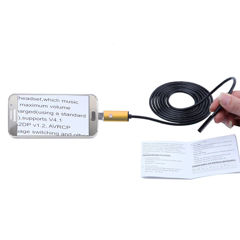 

2018 2 In 1 Mini Camera USB Android Endoscope 7MM Dia 2m 5m 10m Waterproof Borescope Inspection Endoscopio Snake Video Cam