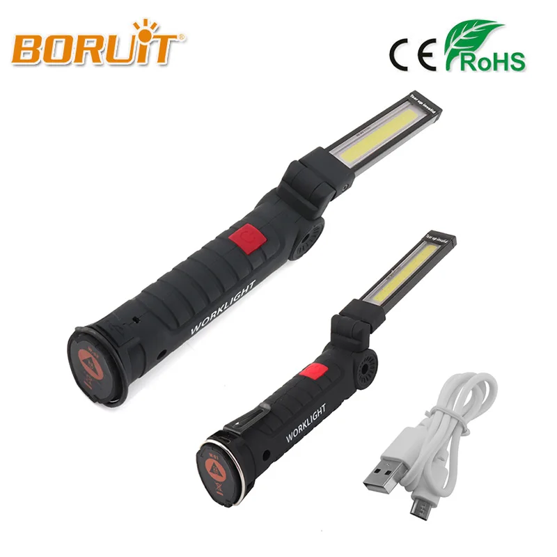 

BORUIT Lantern 3 Modes COB Flashlight Torch USB Rechargeable LED Lamp Magnetic COB Lanterna Hanging Hook Light For Camping Fish