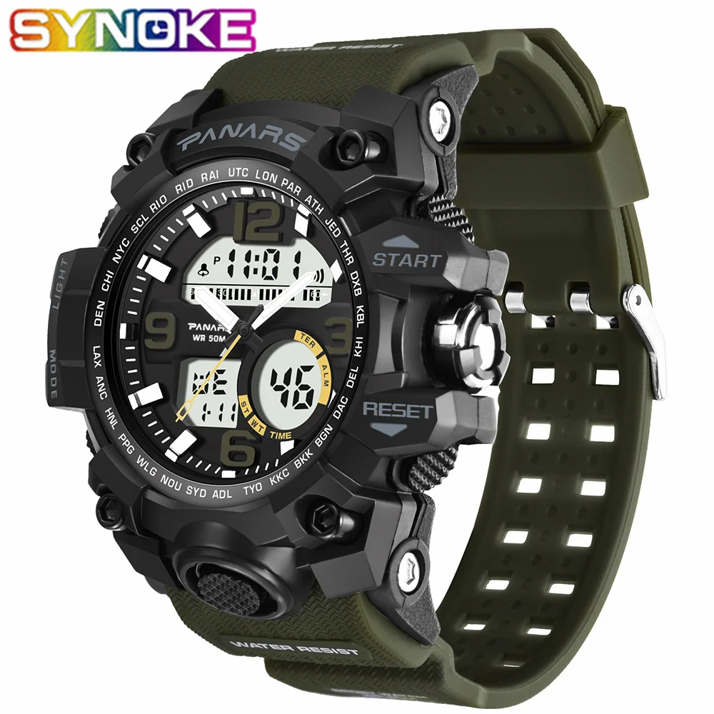 

SYNOKE Fitness Watch Men Watches Military Watch Shock Waterproof Fitness Sport Resistant Wristwatch Digital Wristwatches 8022