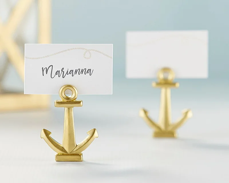 (18pcs/lot)FREE SHIPPING+Gold Nautical Anchor Place Card Holder Golden