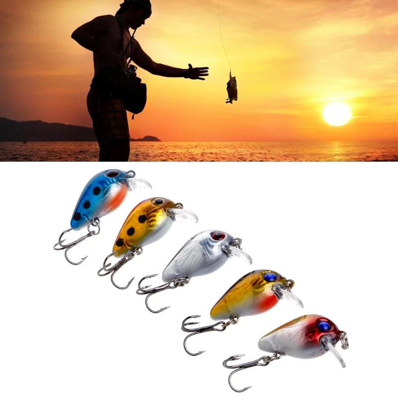 

New 5Pcs 1.5g 3cm Fishhooks Wobbler Crankbait with Hook Mini Fly Fishing Cranks Baits with Hook 10# Fish Hook