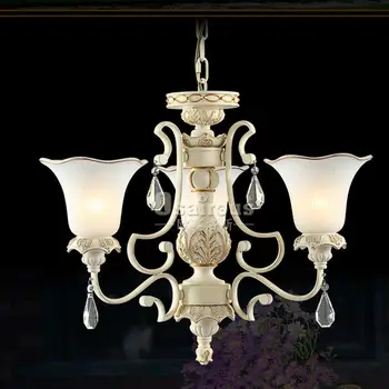 

Multiple Chandelier Hotel Living Room restaurant Fashion Luxury Iron Crystal + Glass Shade lamps white3 heads ZX106