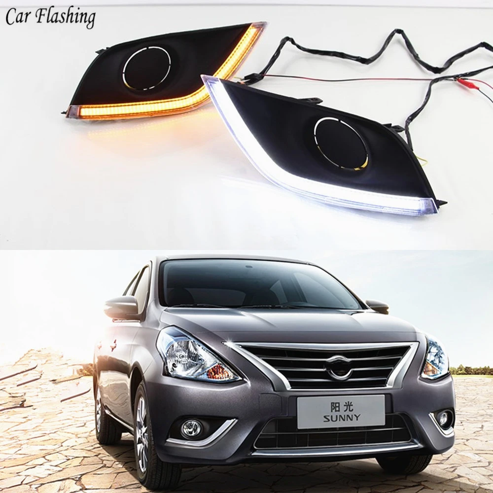 Автомобильные мигающие дневные ходовые огни 2 шт. для Nissan Almera латио Sunny Versa 2014 2015 2016