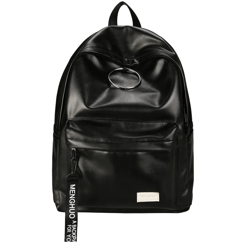 Menghuo Unisex PU Leather Backpack Women Embroidery Rose Backpack Lovers Men's Leather Backpack Travel Bag for Teenagers Mochila