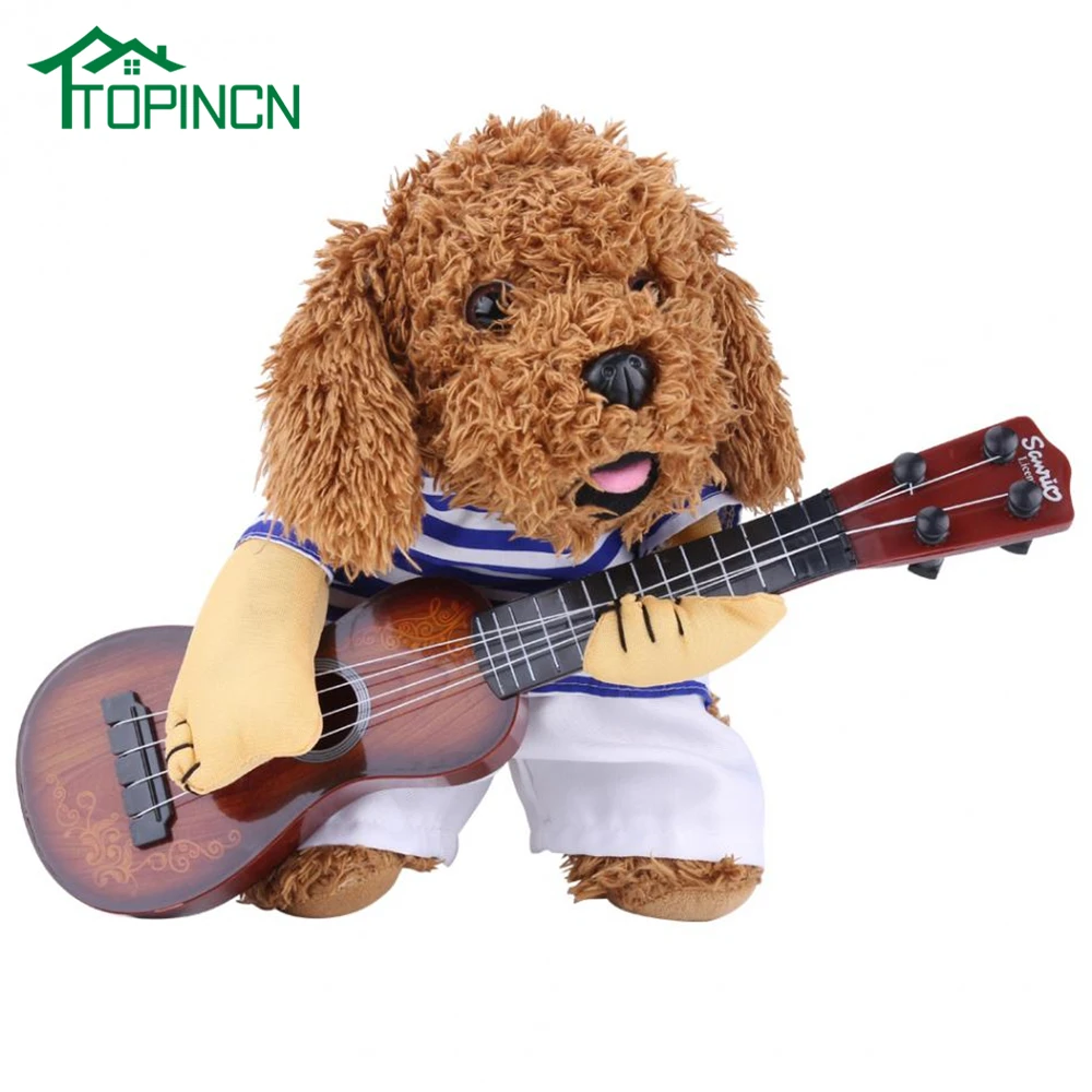 Funny Novelty Dog Cat Costumes Guitar Player Cosplay dog Costume Stripe