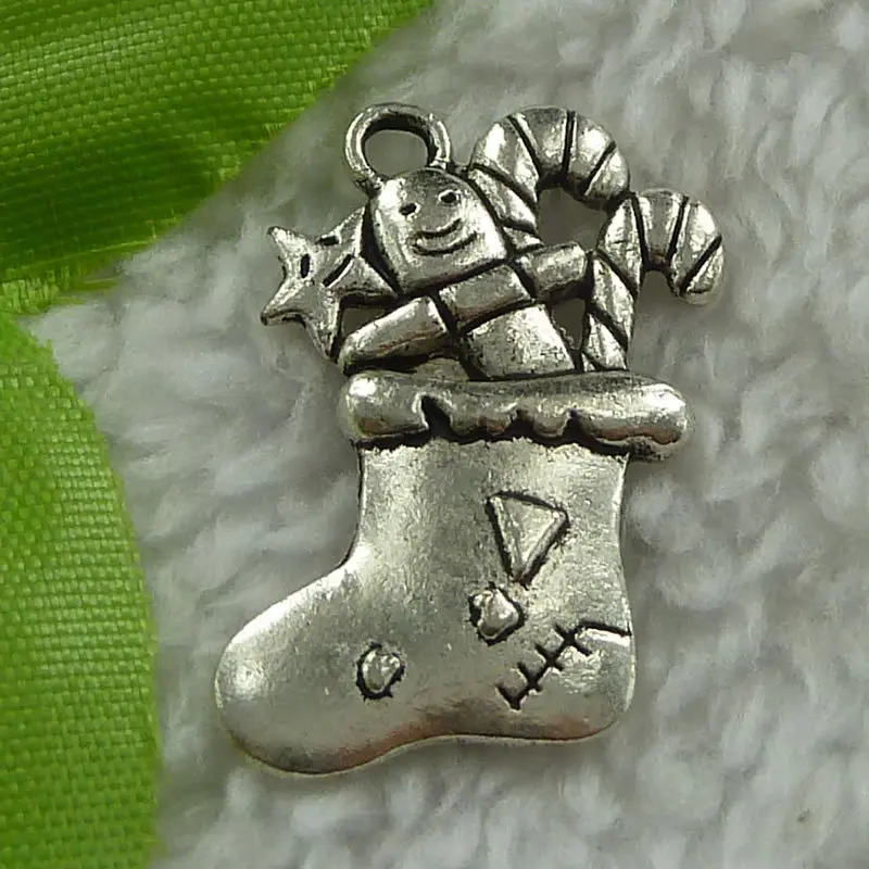antique silver 68 штук антикварные серебряные сапоги амулеты 29x19 мм#2599 - Окраска металла: antique silver