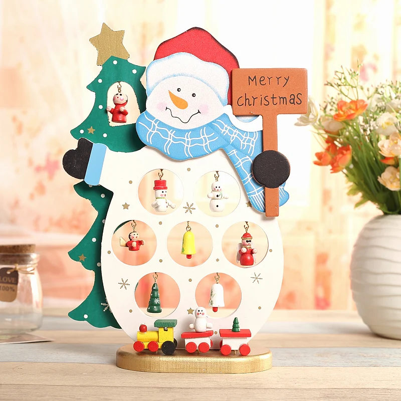

Free Shipping XMAS Gift 1pc mini table Decoration wood Christmas Snowman with ornament X'mas, More Than $100 TNT Free Shipping