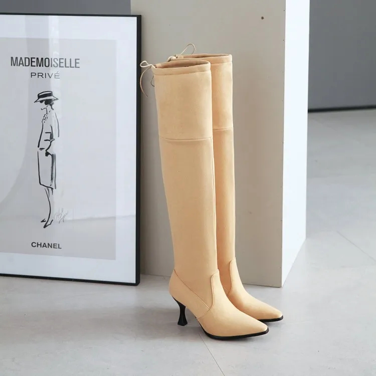 

Big Size 9 10 11-15 thigh high boots knee high boots over the knee boots women ladies boots Back tie sleeve suede